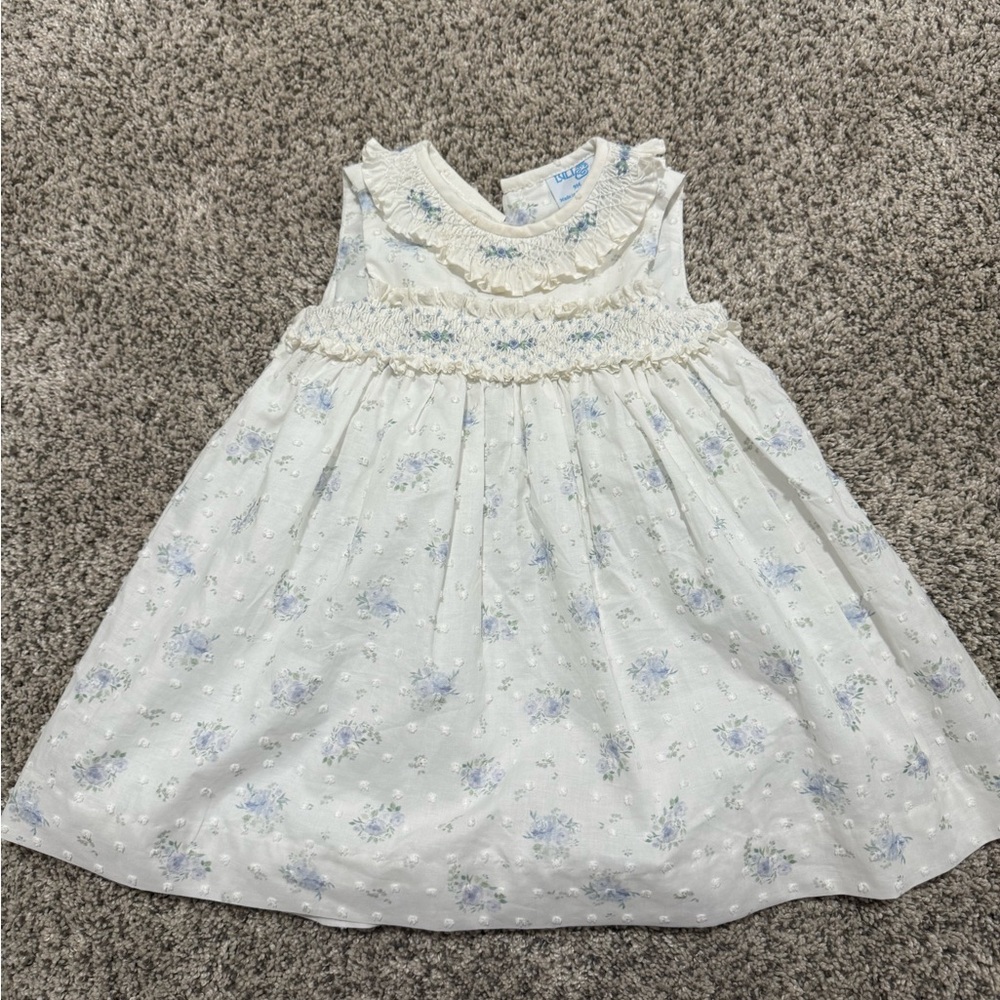 Luli & Me White and Blue Floral Dress